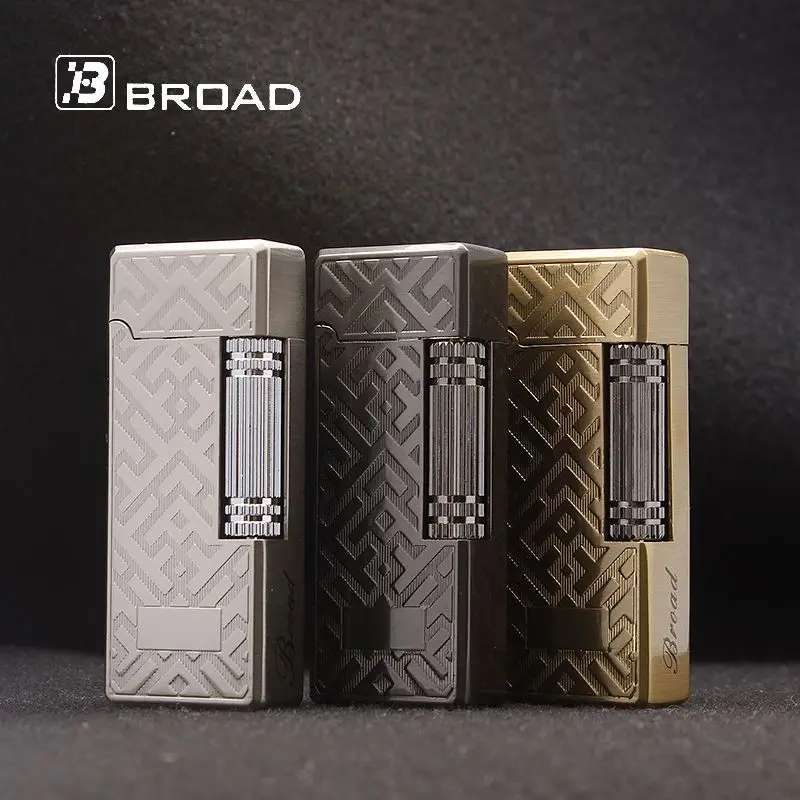 BROAD Metal Gas Lighter Butane Side Slip Grinding Wheel Lighters Cigarettes Accessories Cigar Smoking Gadgets for Men | Дом и сад