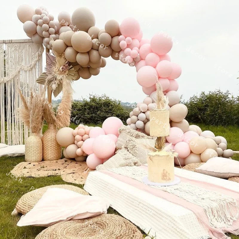 

134pcs Doubled Apricot Wedding Birthday Party Backdrop Baby Shower Doubled Cream Peach Holiday Dinner Macaron Pink Garland Kits