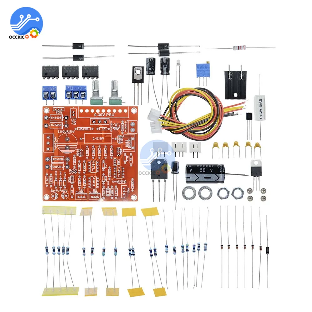 0 30 в 2mA 3A Регулируемый DC источник питания DIY Kit защита от короткого замыкания тока