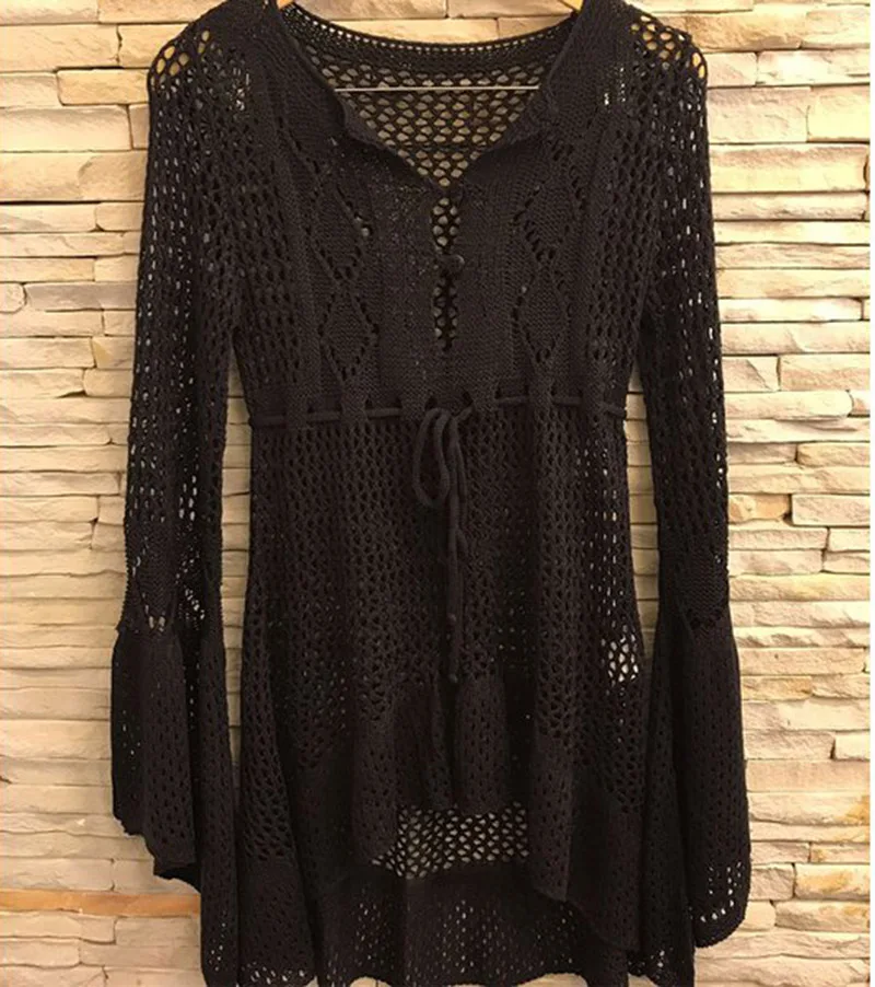 

Sexy Cover Up Bikini Women Swimsuit Cover-up Floral Lace Bathing Suit Beach Wear Knitting Swimwear Mesh Beach Dress Tunic Robe