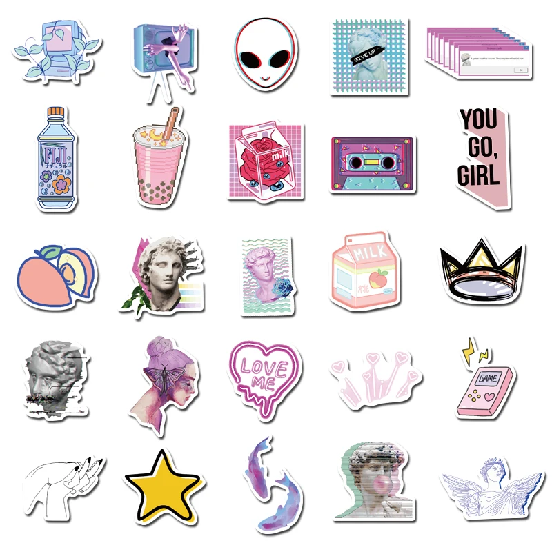 Стильные Розовые наклейки VSCO Vaporwave для девушек ноутбука чемодана скрапбукинга
