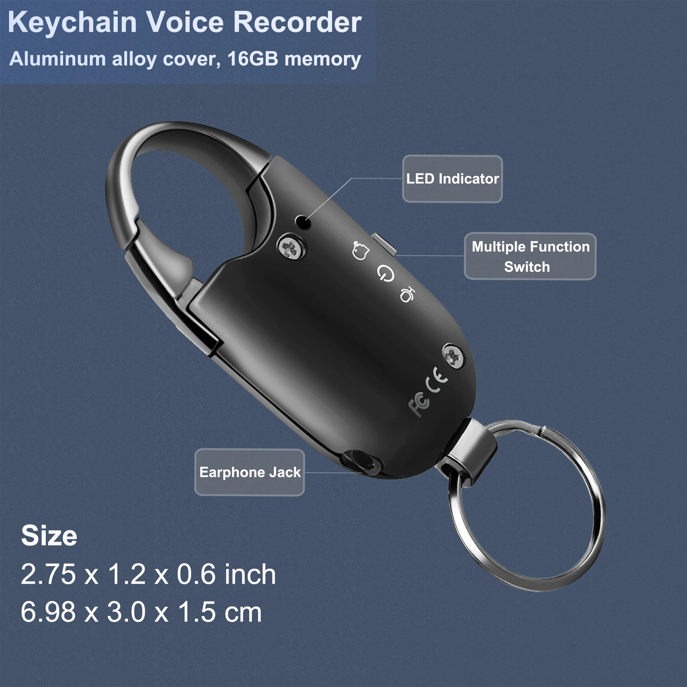 

Digital Voice Recorder, Voice Activated Recording, Intelligent Noise Reduction, Supports 15 Hours of Recording Continuously 16GB
