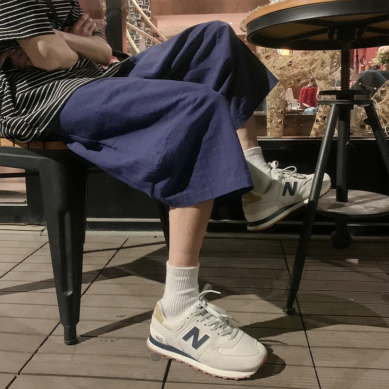 

Harajuku summer harem men's pants solid color casual sweatpants streetwear calf-length joggers men fashion women trousers