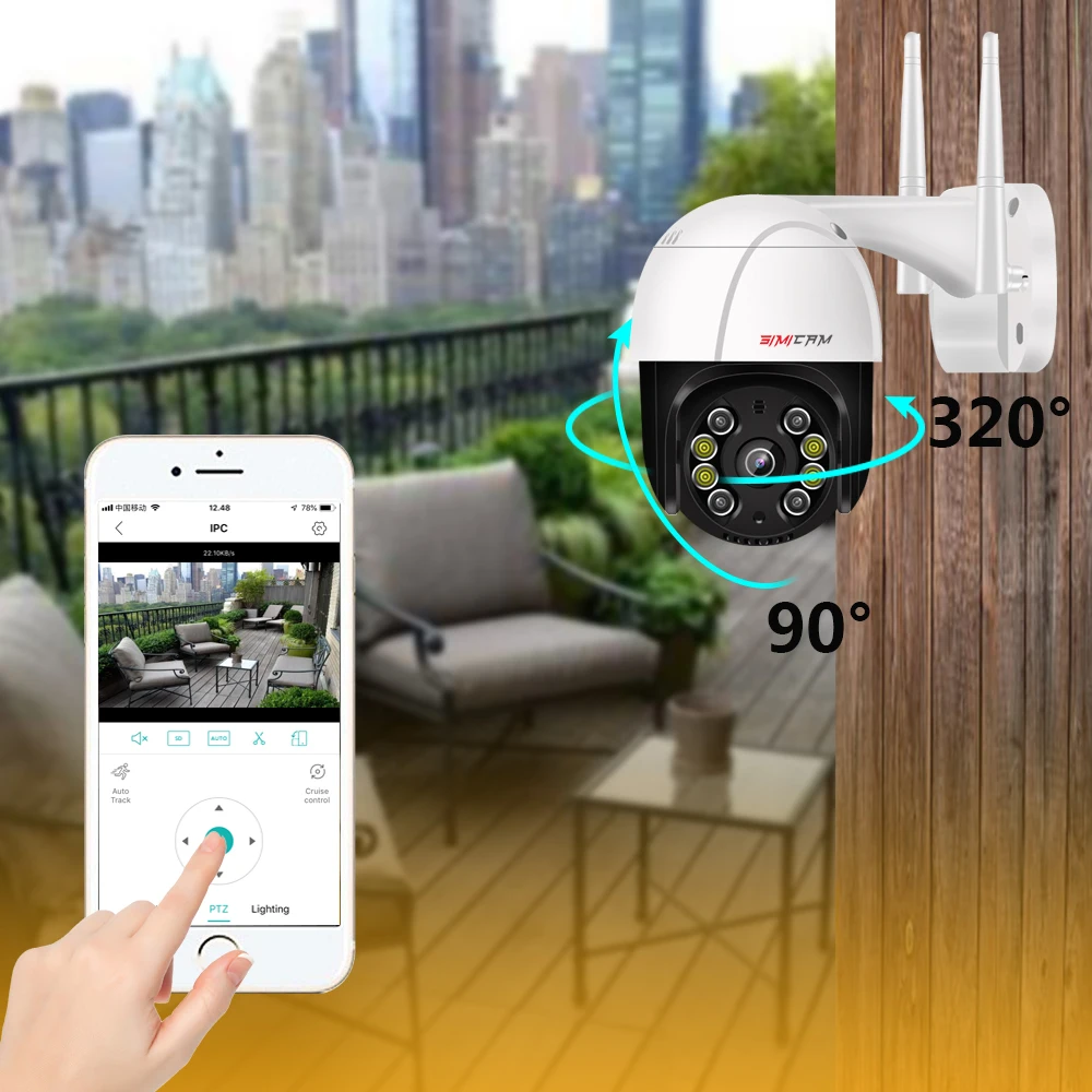 WI-FI ip PTZ Камера 2MP/5MPoutdoor водонепроницаемый 4X цифровой зум Беспроводной H.265 P2P AI