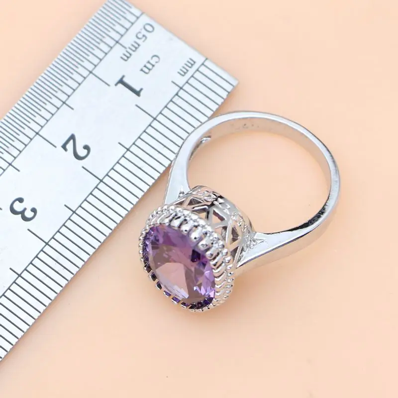 Ювелирные наборы из серебра 925 пробы фиолетовая искусственная циркония белый