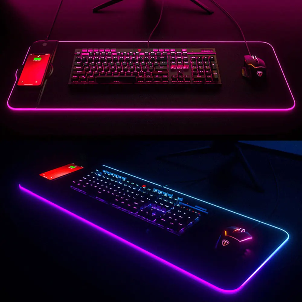 

Non-slip Rubber Base Lighting Modes Wireless Charger Extended Pad Cushion