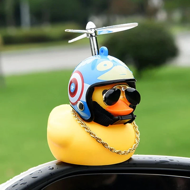 

Car Duck with Helmet Broken Wind Small Yellow Duck Road Bike Motor Helmet Riding Cycling Accessories Without Lights