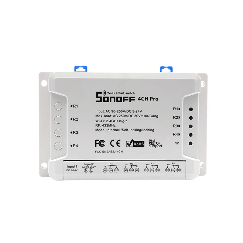4CH pro R2 Sonoff 4CH Pro R2 умный дом Wifi переключатель 4 банды инчирование самоблокирующийся интерлок eWelink, приложение управление умным приложением дистанционный переключатель - Комплект: 4CH pro R2
