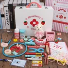 Набор деревянных игрушек-врачей для девочек и мальчиков, шприц для стетоскопа с имитацией дома, детский ящик для инструментов, деревянные игрушки для захвата
