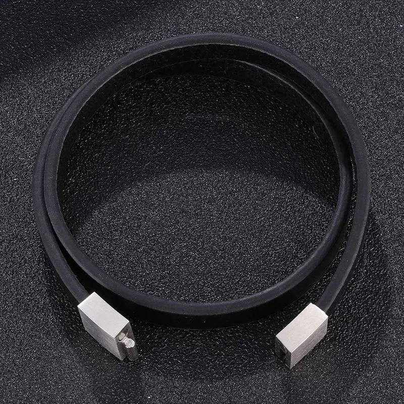 Модные Многослойные Кожаные мужские ювелирные изделия Серебряная металлическая