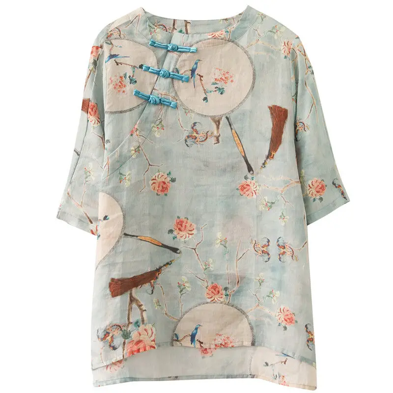 Топы Hanfu в китайском стиле ретро традиционная элегантная женская блузка модная