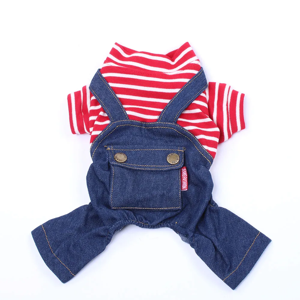 Striped Dog Cat Jumpsuit Hoodie with Big Pocket Pet Puppy T-Shirt Coat Autumn Clothes Apparel | Дом и сад