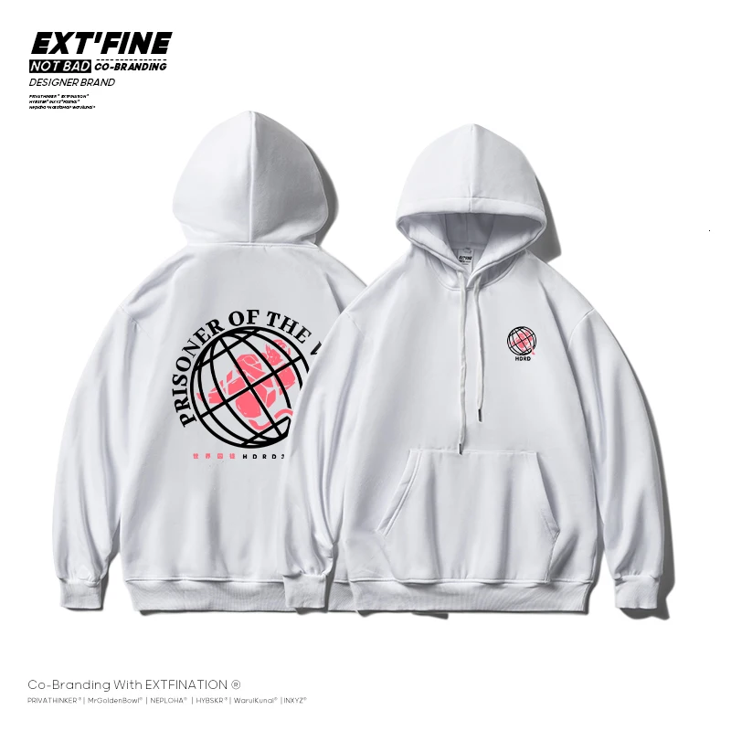 

ExtFine Earth Print Oversized Hooded Sweatshirts Men Basic Hoodies HipHop Male Pullovers Korean Unisex Planet Hoodies