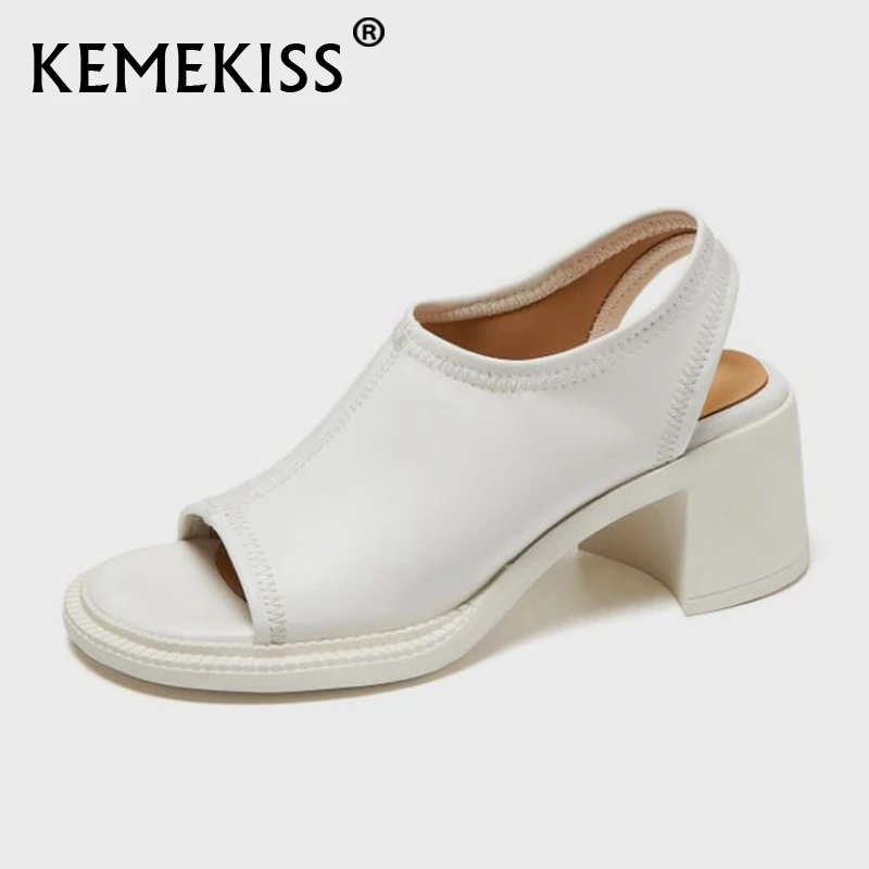 

Женские босоножки с круглым носком KemeKiss 2021, модная летняя обувь на толстом каблуке для женщин, Повседневная Уличная обувь, размеры 34-39