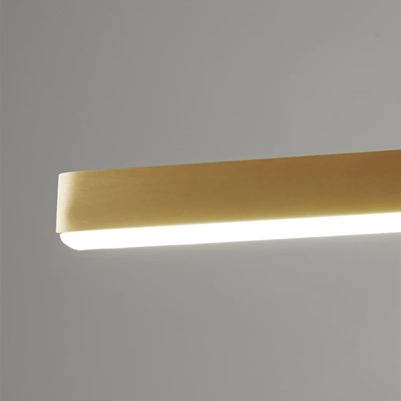 

Modern Simple Strip Copper LED Chandelier Dining Table Lighting Dining Room Island Decor Lights Nordic Living Room Hanging Lamp