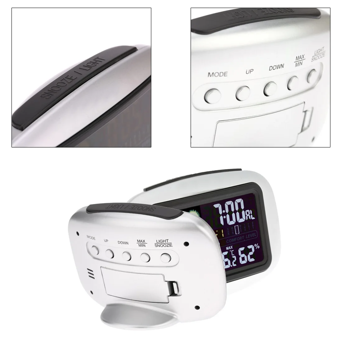 

Digital Display Weather Station LCD Color Snooze Calendar Alarm Multifunctional Thermometer Hygrometer Indoor Outdoor