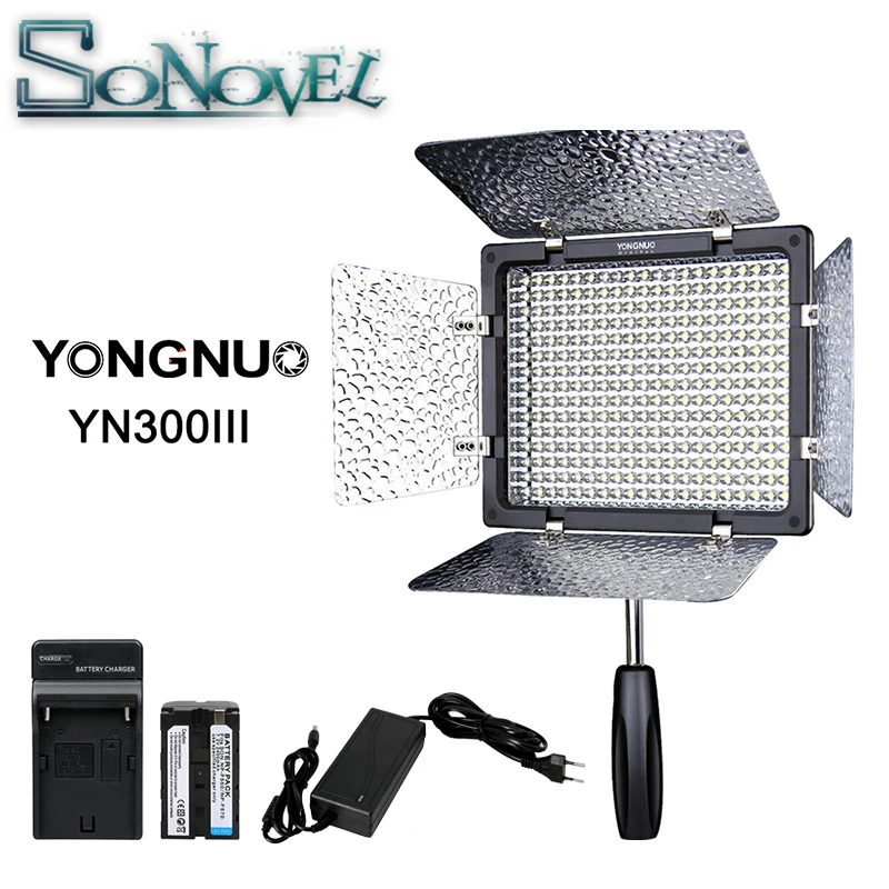 

Yongnuo YN300 III YN-300 III 3200k-5500K CRI95 Camera Photo LED Video Light Optional with AC Power Adapter + Battery + charger