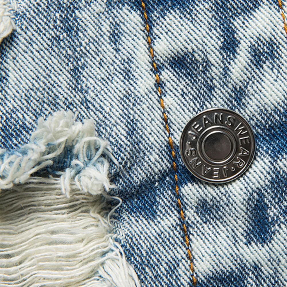 

Men's Letter Embroidery Distressed Hole Ripped Printing Denim Jacket Men's Casual Slim Long Sleeve Motorcycle Jeans Jacket 5XL