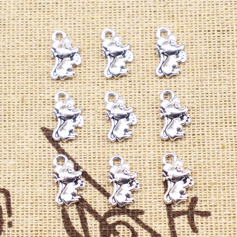 Подвеска для изготовления ювелирных украшений, подвеска серебряного цвета в античном стиле, маленькая мышь 12x7 мм, 20 шт.