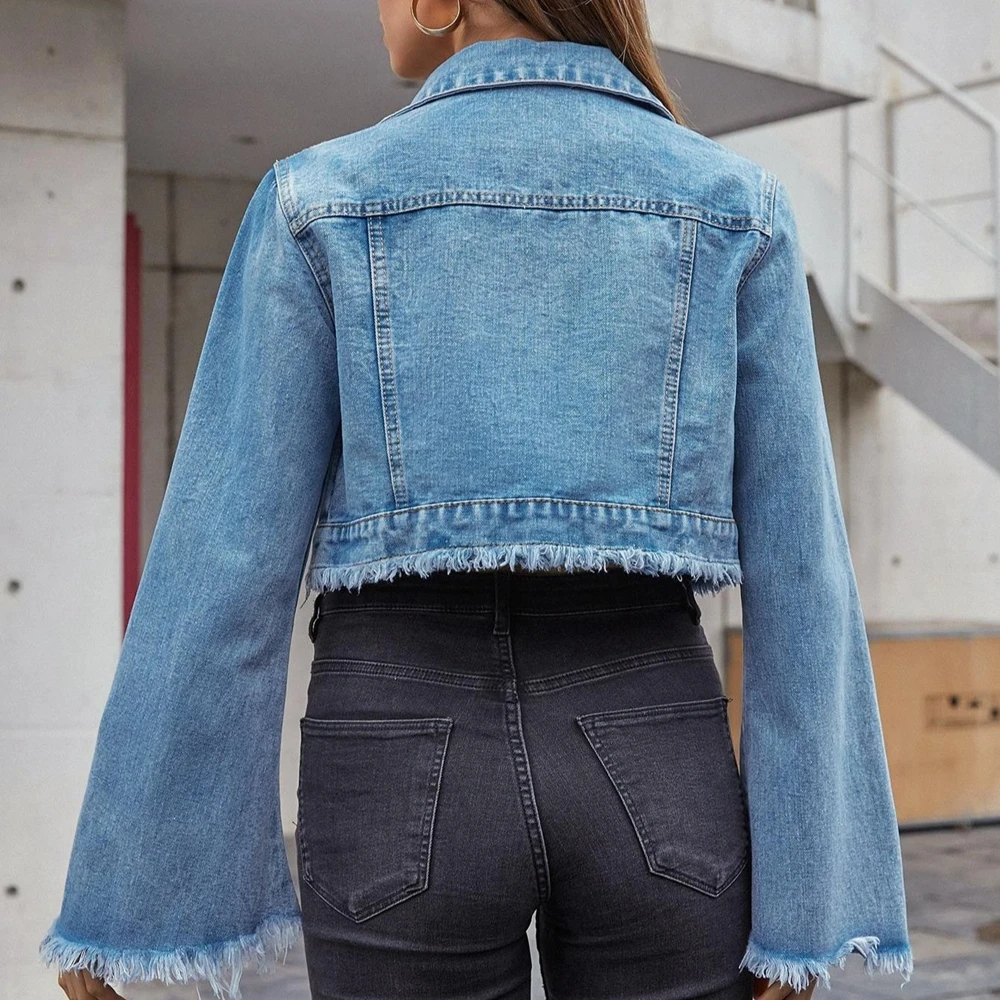 

Denim Jacket Woman Vintage Single-Breasted Long Sleeve Short Coat 2021 Spring And Autumn New Fashion Chic Ins Blue Loose Jacket