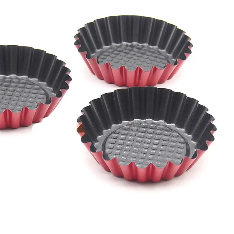 

Egg Tart Mould High Carbon Steel Nonstick Ripple Reusable Ripple Chrysanthemum Shape Pastry Cupcake Muffin Mold
