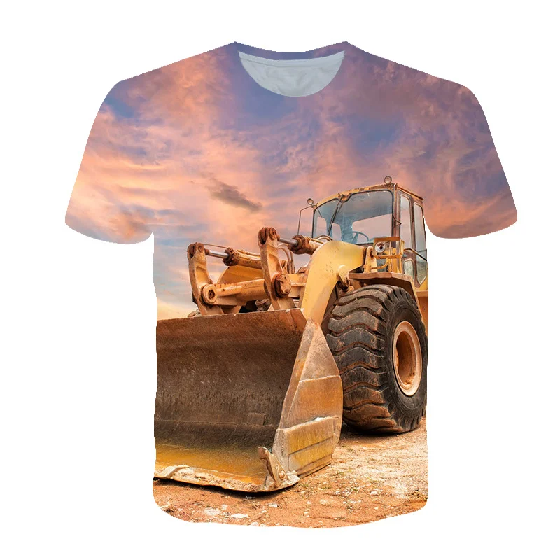 

T Shirt For Boys Clothes Children Cool Excavator Fashion 3D printing Clothing O Neck Engineering Vehicle Clothes Boys T-Shirt