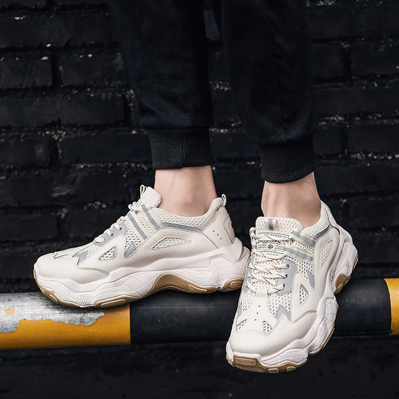Новинка Повседневная обувь Мужские кроссовки на массивной платформе Дышащая