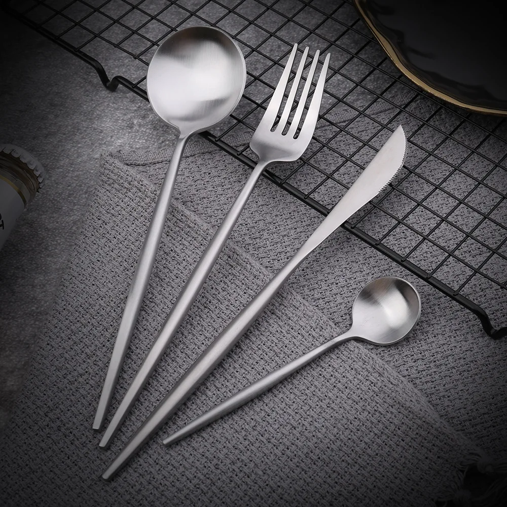 Набор золотых столовых приборов из нержавеющей стали нож для стейка столовая