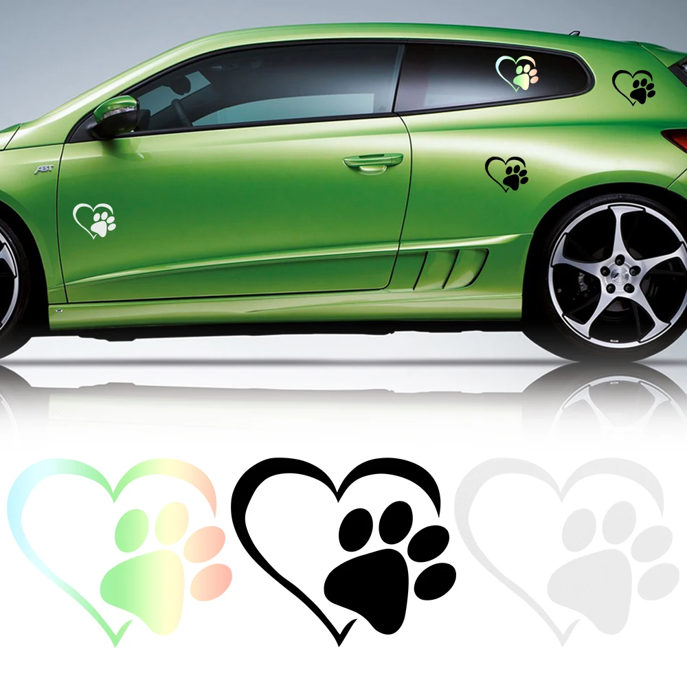 Забавный персиковый автомобильный стикер Love Dog с принтом лап для Volkswagen VW Polo Golf 8 5 6