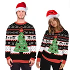 Новый Уродливый Рождественский свитер с 3D принтом, Забавный Рождественский пуловер с круглым вырезом, Свитера для пар, модели осенне-зимнего стандартного свитера