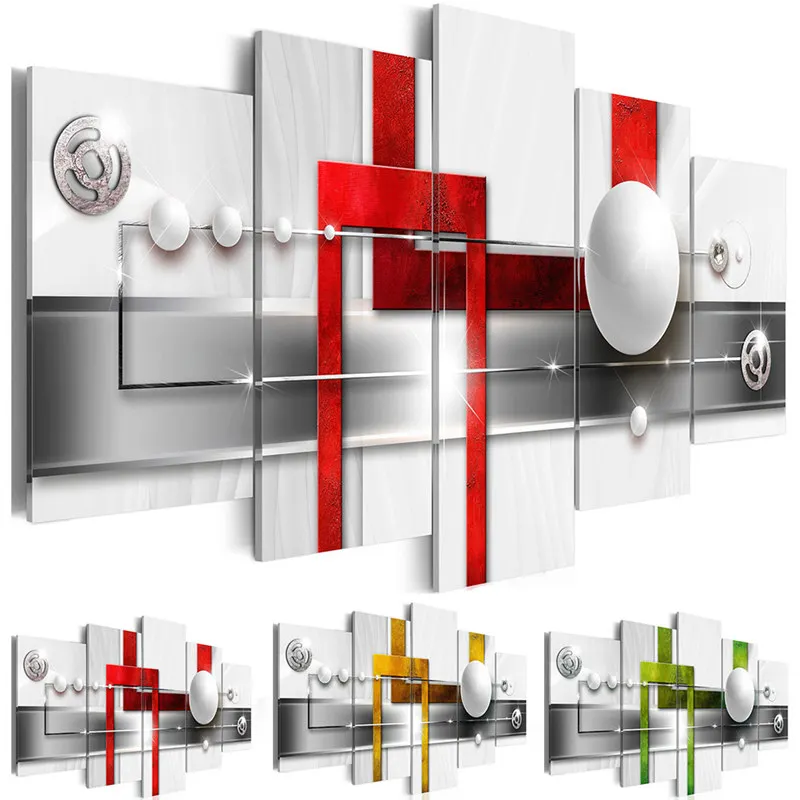 Абстрактная Картина на холсте 5 шт. Модульная картина плакат белый жемчуг