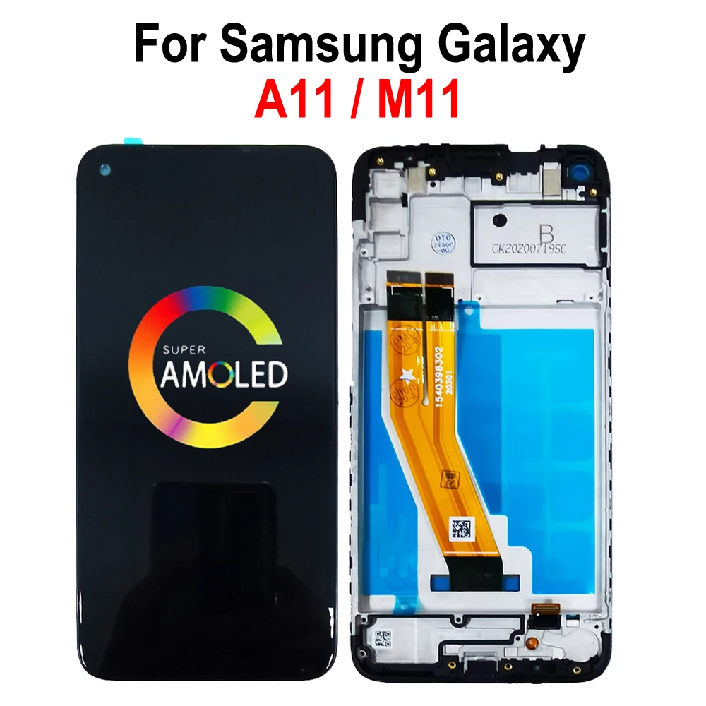 ЖК-дисплей Super AMOLED для Samsung Galaxy A11 A115 SM-A115F/DS A115M, ЖК-дисплей M11 M115F, сенсорный дигитайзер в сборе с рамкой
