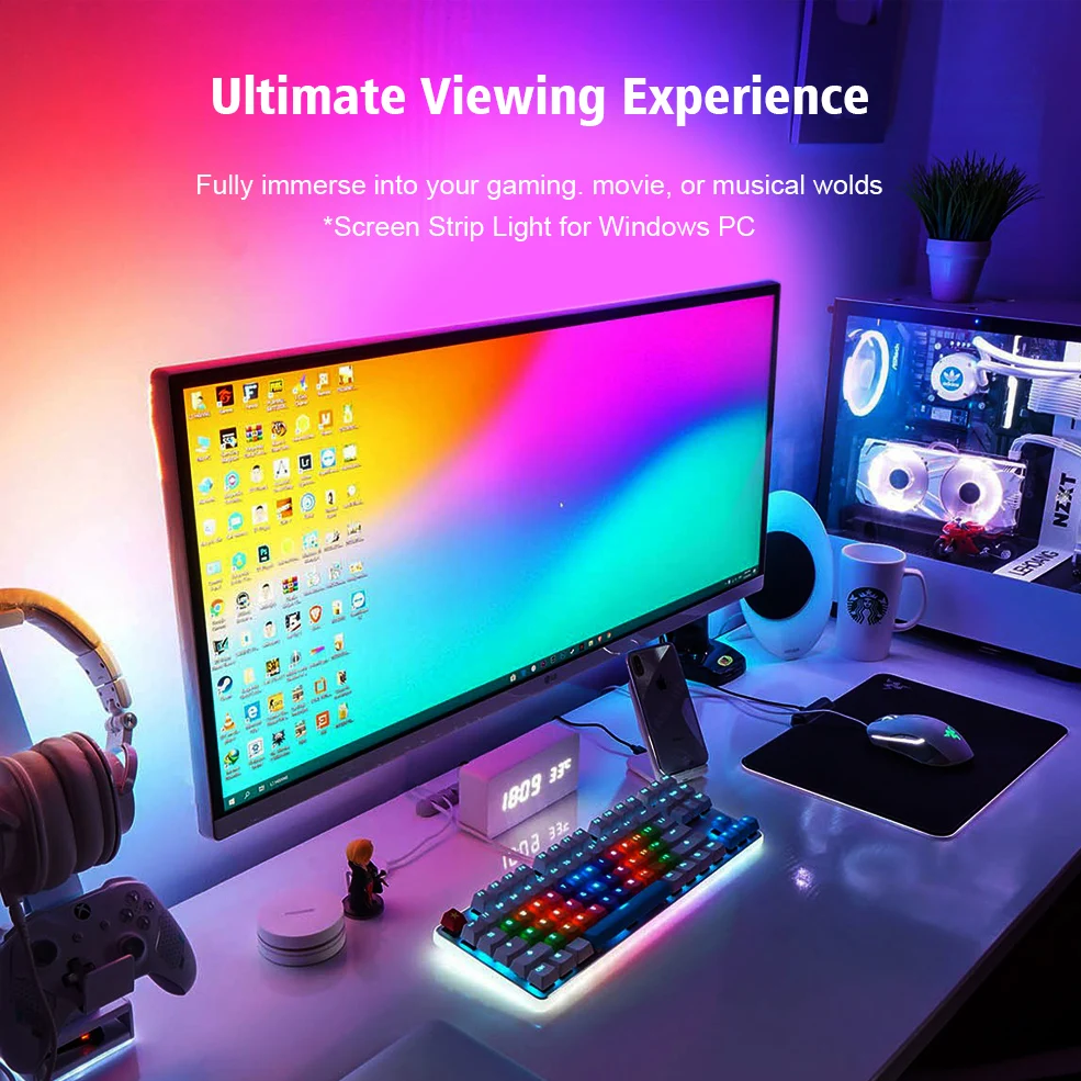 Светодиодная RGB лента для подсветки компьютера адресуемый экран Подвесная лампа