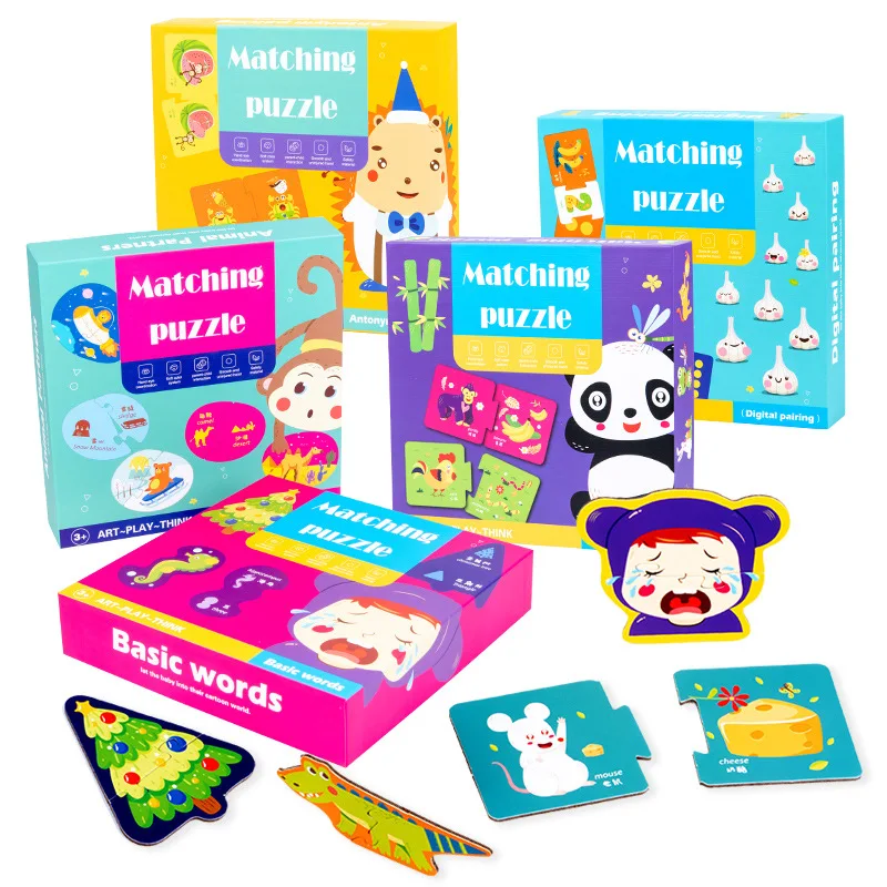 

Wooden Early Education Educational Animal Matching Puzzle Children's Number Shape Cognitive Language Enlightenment Toy