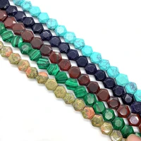 natural stone colored faceted hexagon beads beaded creative gift diy necklace bracelet making jewelry accessories wholesale