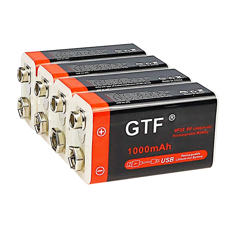 Аккумулятор литий-ионный 9 В 1000 мА ч Micro USB для мультиметра микрофона игрушек