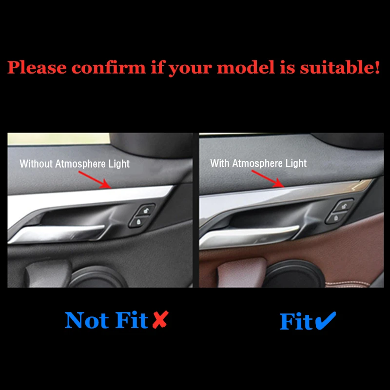 

4pcs Car Inner Door Handle Panel Cover Frame Trim Sticker For BMW X1 2016 2017 2018 2019 2020 Car Styling Decoration Protection
