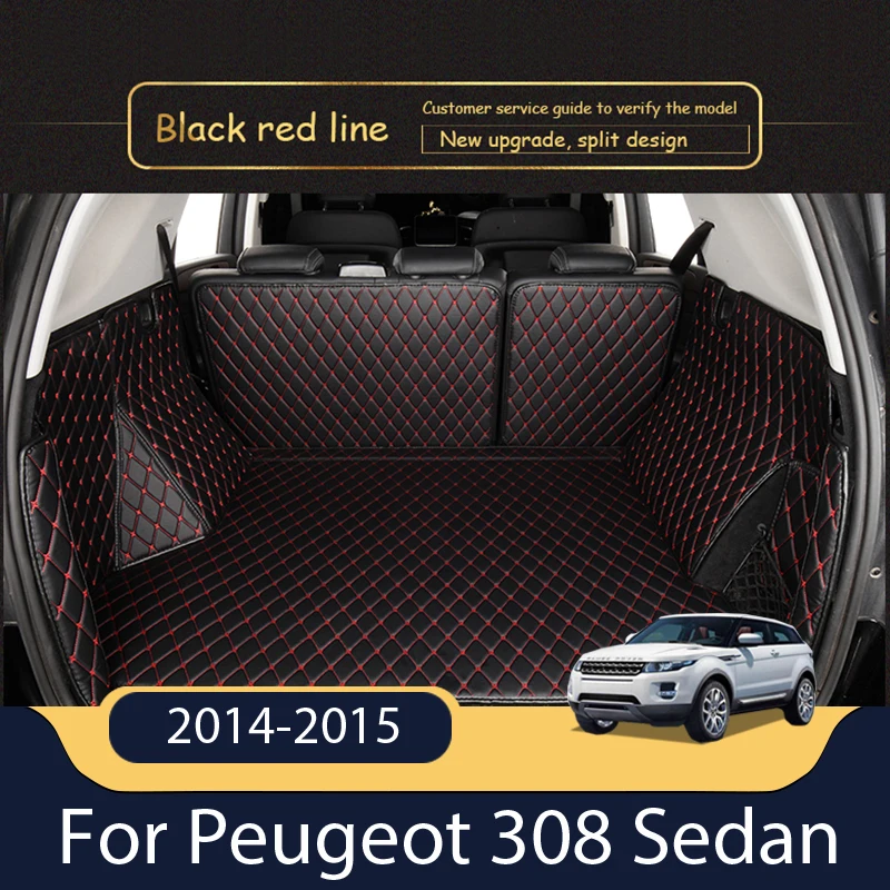 Регбийные кожанные автомобильных ковриков для Peugeot 308 седан 2014-2015 задний багажник