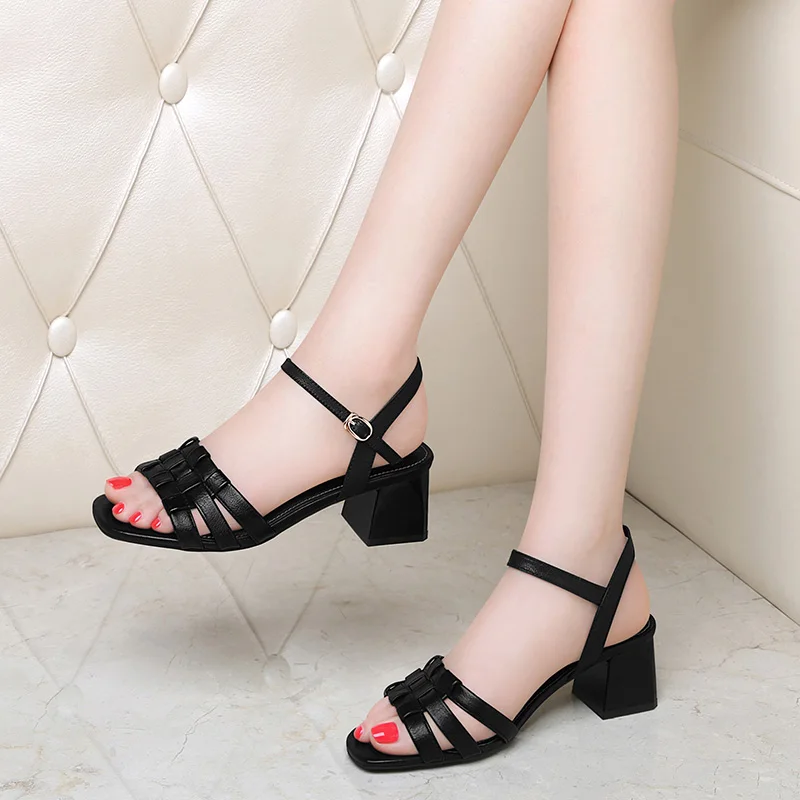 

New Fashion Woven Women's Shoes With Open Toe High Heel Sandals