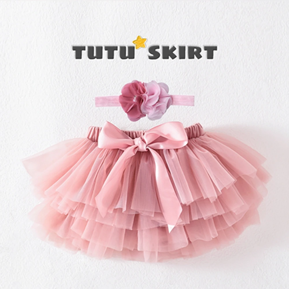 New Baby Girls Tulle Tutu Bloomers Infant Newborn Diapers Cover 2pcs Short Skirts+Headband Set Girls Skirts Rainbow Skirt