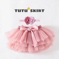 new baby girls tulle tutu bloomers infant newborn diapers cover 2pcs short skirtsheadband set girls skirts rainbow skirt