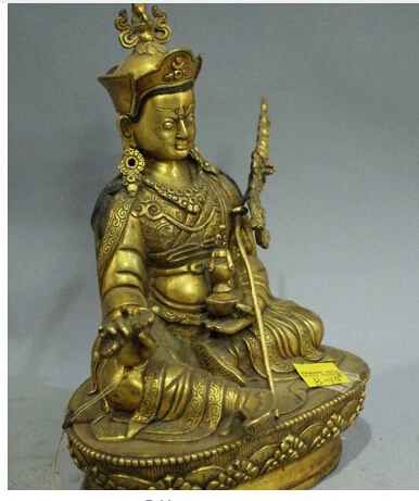 Медное Латунное китайское украшение статуя гуру падмасамбхава Ринпоче 8 дюймов