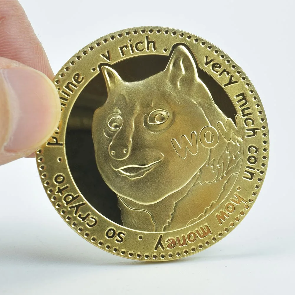 Новинка разноцветная Золотая монета Wow Dogecoin с принтом пластиковым корпусом Doge