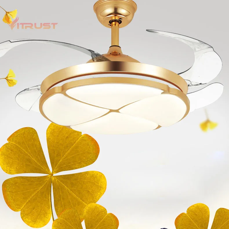 42 inch Four Leaf Ceiling Fan Invisible LED Chandelier for Restaurant Home Living Room Bedroom | Лампы и освещение