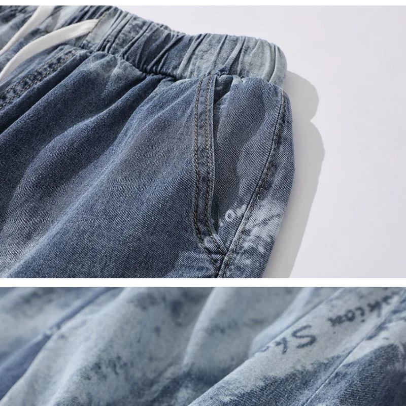 2021 New Fashion Tie Dye Cotton Men Baggy Jeans Trousers Distressed Hip Hop Vintage Joggers Denim Pants Sweatpants Male Pantalon