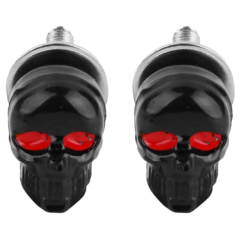

New 1 Pair Motorcycle Skull Number Plate Frame Screws Fitting Screw Black