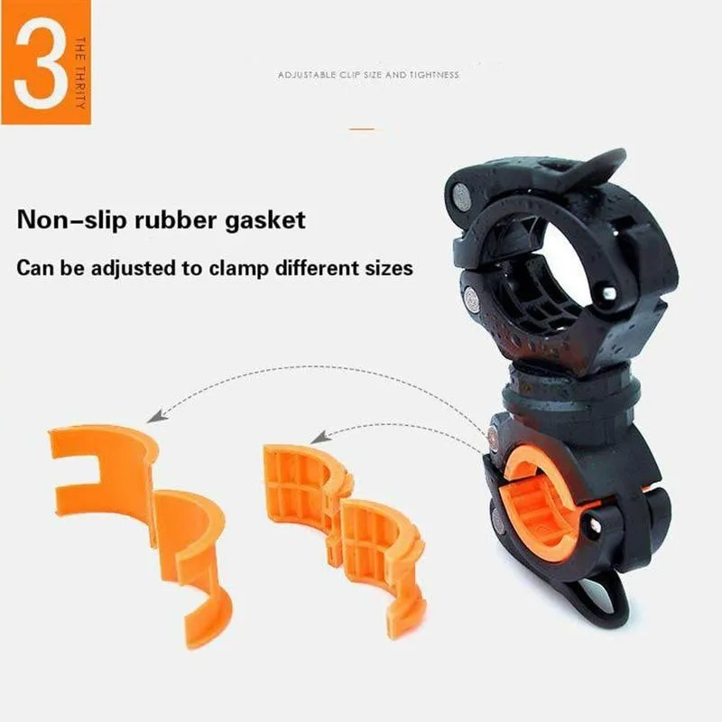 

360 Degree Rotation Adjustable Bike Front Lamp Bracket Mount Handlebar Flashlight Bicycle Quick Clamp Light Holder Release