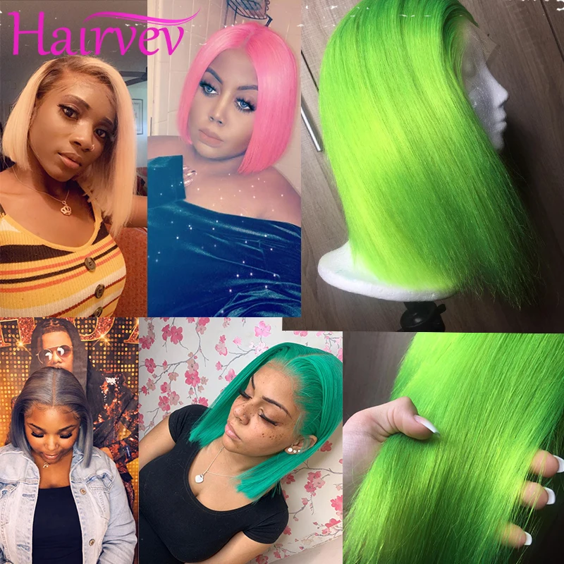 Hairvev 1B 613 13*4 парики из натуральных волос на кружеве Remy 150% плотность бразильский 613 блонд короткий парик из натуральных волос для черных женщин
