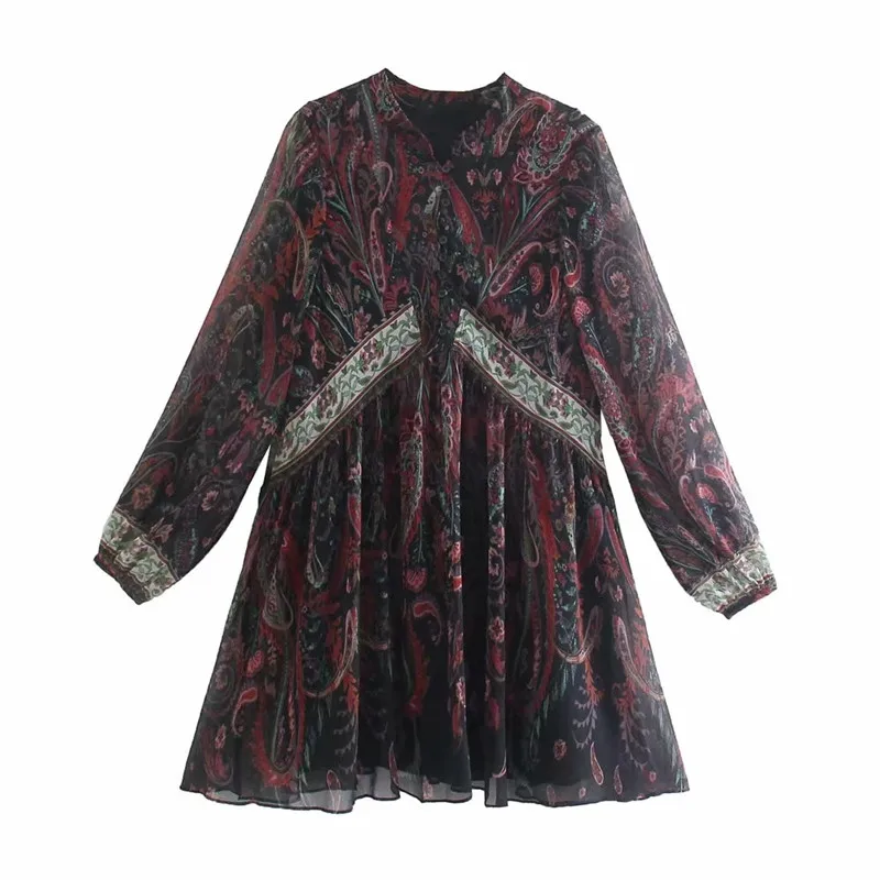 

Женское платье с V-образным вырезом ZA, универсальное элегантное вертикальное платье в европейском и американском стиле, осень 2021