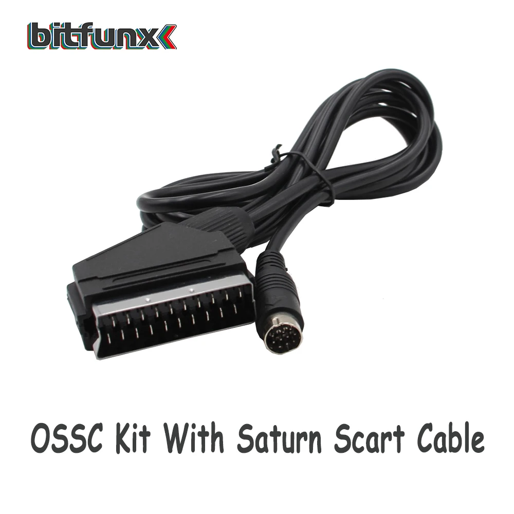 Bitfunx OSSC HDMI конвертер комплект прозрачный черный для Ретро игровой консоли комплект обновления с Scart кабель - Цвет: with Saturn scart